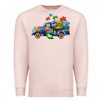 Pale Pink Autism truck Premium Sweatshirt - CowGirlArtShop