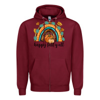 Burgundy Happy Fall Y'all Zipper Hoodie - texasbilliewilder