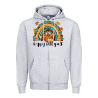 Heather Grey Happy Fall Y'all Zipper Hoodie - texasbilliewilder