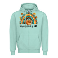 Seafoam Happy Fall Y'all Zipper Hoodie - texasbilliewilder