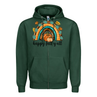 Sports Green Happy Fall Y'all Zipper Hoodie - texasbilliewilder
