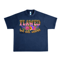 Navy flawed but still worthy romans 5 8 Urban Heavy Tee - NancyCooperArtShop