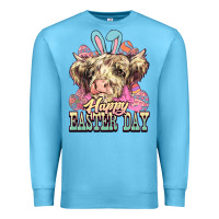 Ocean Blue Happy Easter Day cow Premium Sweatshirt - HowdyJamesFarm