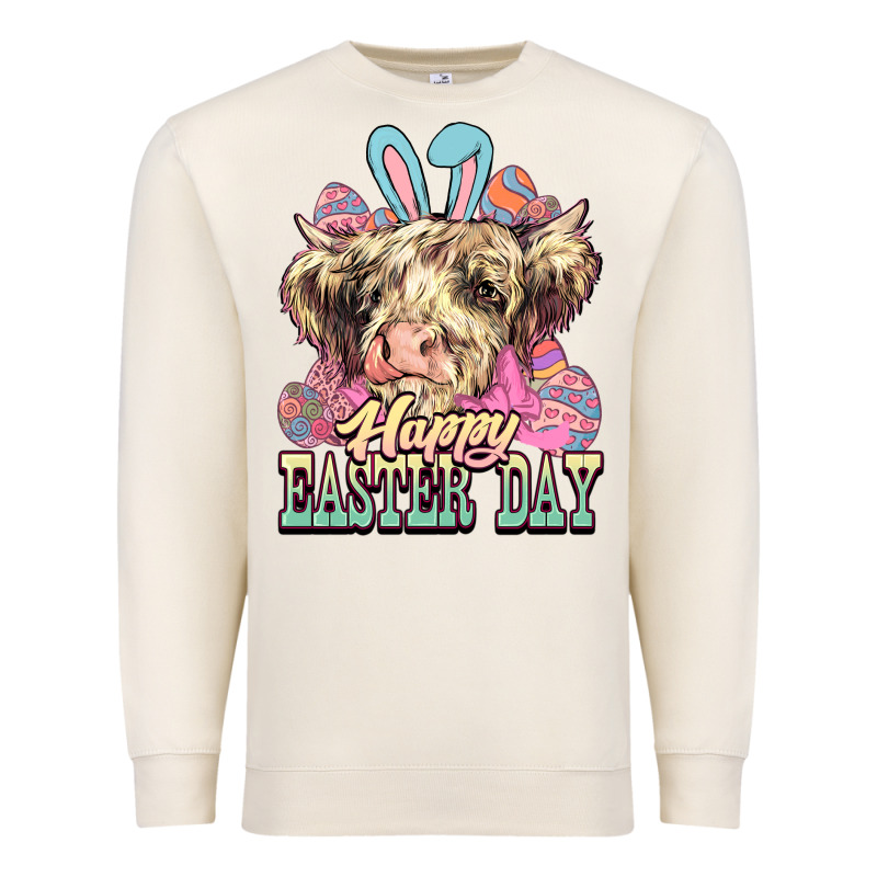 Happy Easter Day Cow Premium Sweatshirt by HowdyJamesFarm | Teevron
