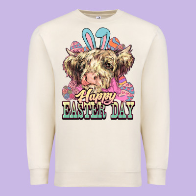 Happy Easter Day Cow Premium Sweatshirt Designed By Howdyjamesfarm