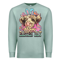Seafoam Happy Easter Day cow Premium Sweatshirt - HowdyJamesFarm