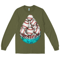Army Green baseball and western roses teardrop  8 Long Sleeve Tee - BundleAndBundleShop