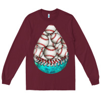 Baseball And Western Roses Teardrop  8 Long Sleeve Tee | Teevron