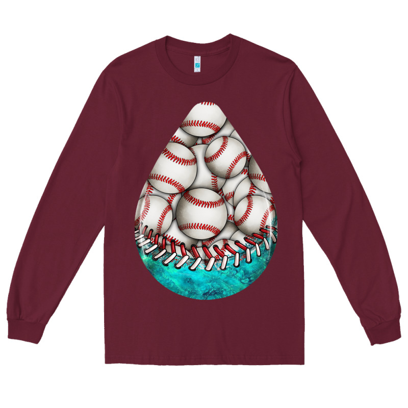 Baseball And Western Roses Teardrop  8 Long Sleeve Tee by BundleAndBundleShop | Teevron