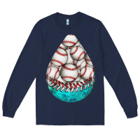 Navy baseball and western roses teardrop  8 Long Sleeve Tee - BundleAndBundleShop