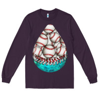 Plum baseball and western roses teardrop  8 Long Sleeve Tee - BundleAndBundleShop