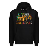 Black i dig christmas bulldozer Premium Hoodie - CowGirlArtShop