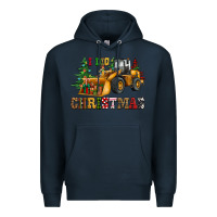 Navy i dig christmas bulldozer Premium Hoodie - CowGirlArtShop