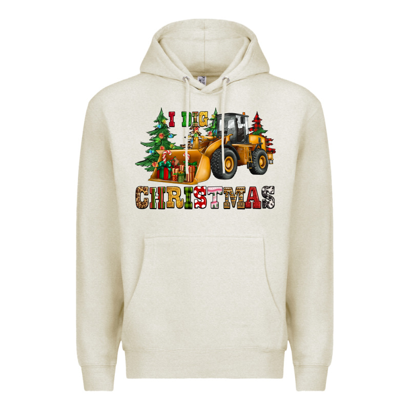 I Dig Christmas Bulldozer Premium Hoodie by CowGirlArtShop | Teevron