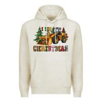 Oatmeal Heather i dig christmas bulldozer Premium Hoodie - CowGirlArtShop
