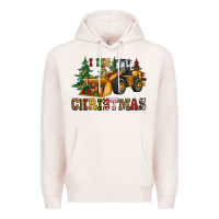 Pale Pink i dig christmas bulldozer Premium Hoodie - CowGirlArtShop