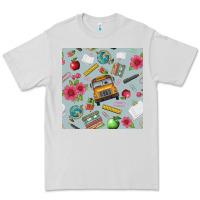 Dove Grey school bus back to school seamless pattern Premium Tee - BundleAndBundleShop