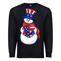 Black Patriotic snowman 4th of july Premium Sweatshirt - HowdyJamesFarm