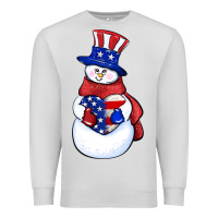 Dove Grey Patriotic snowman 4th of july Premium Sweatshirt - HowdyJamesFarm