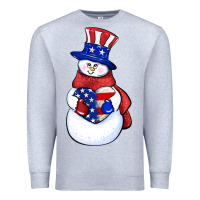 Heather Grey Patriotic snowman 4th of july Premium Sweatshirt - HowdyJamesFarm