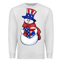 Oatmeal Heather Patriotic snowman 4th of july Premium Sweatshirt - HowdyJamesFarm