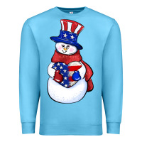 Ocean Blue Patriotic snowman 4th of july Premium Sweatshirt - HowdyJamesFarm