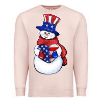 Pale Pink Patriotic snowman 4th of july Premium Sweatshirt - HowdyJamesFarm