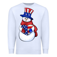 White Patriotic snowman 4th of july Premium Sweatshirt - HowdyJamesFarm