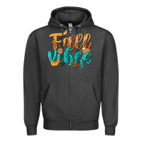 Charcoal Heather Fall Vibes with Food Zipper Hoodie - texasbilliewilder