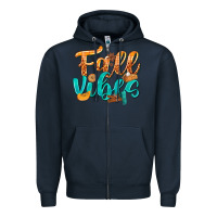 Navy Fall Vibes with Food Zipper Hoodie - texasbilliewilder