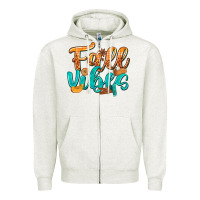 Oatmeal Heather Fall Vibes with Food Zipper Hoodie - texasbilliewilder