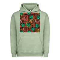 Pigment Oil Green fall leaves seamless pattern Urban Hoodie - BundleAndBundleShop