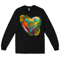 Black Lgbtq Heart With Sunflower Long Sleeve Tee - BundleAndBundleShop