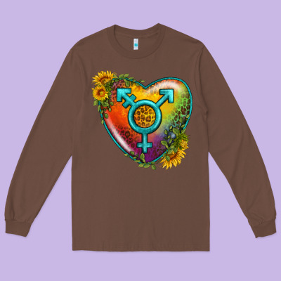 Lgbtq Heart With Sunflower Long Sleeve Tee Designed By Bundleandbundleshop