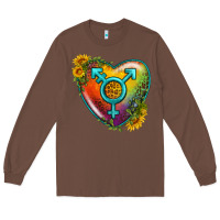 Chestnut Lgbtq Heart With Sunflower Long Sleeve Tee - BundleAndBundleShop
