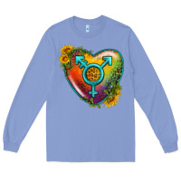 Colony Blue Lgbtq Heart With Sunflower Long Sleeve Tee - BundleAndBundleShop