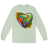 Matcha Lgbtq Heart With Sunflower Long Sleeve Tee - BundleAndBundleShop