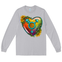 Moon Dust Lgbtq Heart With Sunflower Long Sleeve Tee - BundleAndBundleShop