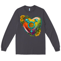 Smoke Lgbtq Heart With Sunflower Long Sleeve Tee - BundleAndBundleShop