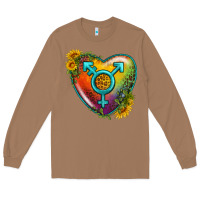 Toasted Coconut Lgbtq Heart With Sunflower Long Sleeve Tee - BundleAndBundleShop