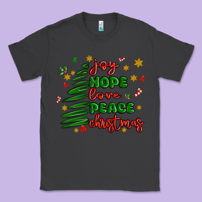 Joy Hope Love Peace Christmas Classic Tee Designed By Maliassmallbusiness