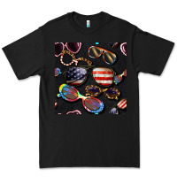 Black 4th of july glasses  seamless pattern Premium Tee - BundleAndBundleShop