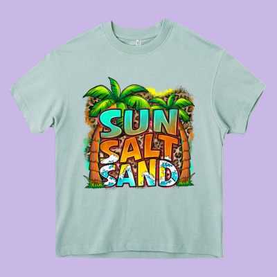 Sun Salt Sand Summer Heavy Core Tee Designed By Jasminsmagicworld
