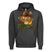 Charcoal Heather Howdy Pumpkin Zipper Hoodie - texasbilliewilder