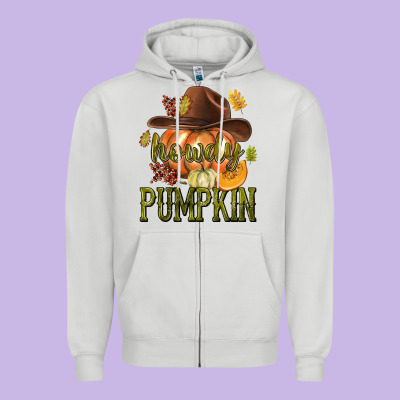 Howdy Pumpkin Zipper Hoodie Designed By Texasbilliewilder