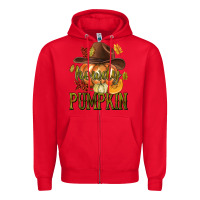 Red Howdy Pumpkin Zipper Hoodie - texasbilliewilder
