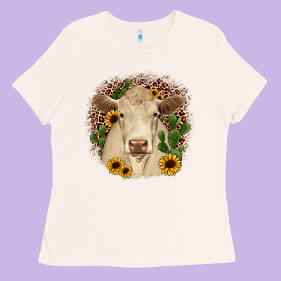 Charolais Leopard Cactus Sunflower Ladies Tee Designed By Jahusdesignshop