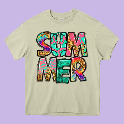 Summer Leopard Tie Dye Heavy Core Tee Designed By Jasminsmagicworld