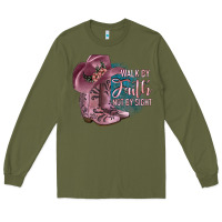 Army Green Walk By Faith Not By Sight Long Sleeve Tee - JahusDesignShop