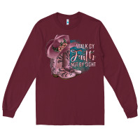 Burgundy Walk By Faith Not By Sight Long Sleeve Tee - JahusDesignShop
